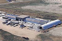 an areal view of blue Steel Industrial Buildings