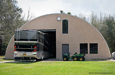 exterior view of a typical q-model steel building 
